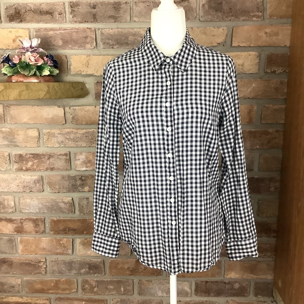 CROWN & IVY Black/White Gingham Shirt 28